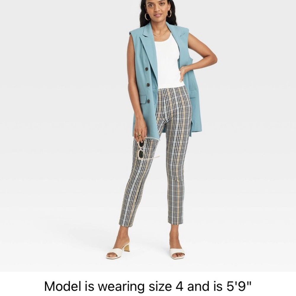 Blue plaid trousers